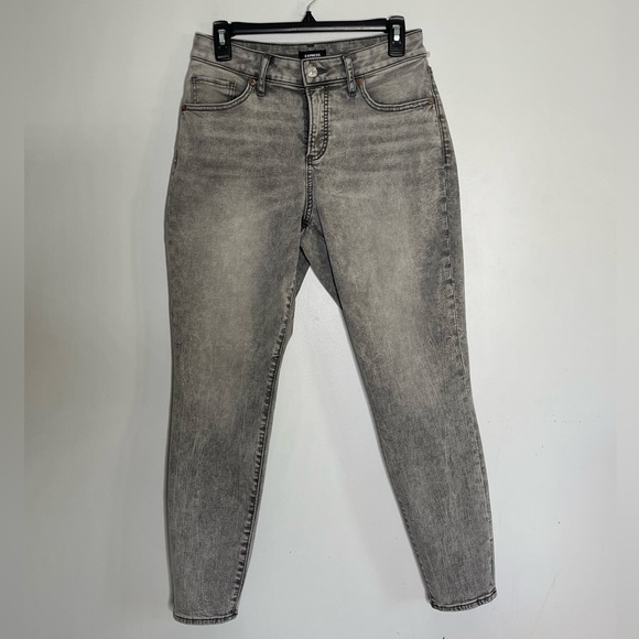 EXPRESS Gray Denim Curvy Skinny Mid Rise Jeans Size 8 Regular